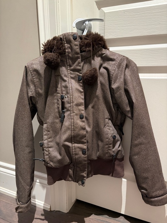 Billabong Jackets & Blazers - Billabong Brown Bomber Jacket with Faux Fur Trim